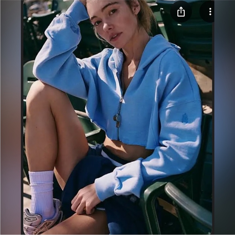 FP Movement Free People Sky Blue Cropped Hoodie - Picture 3 of 9